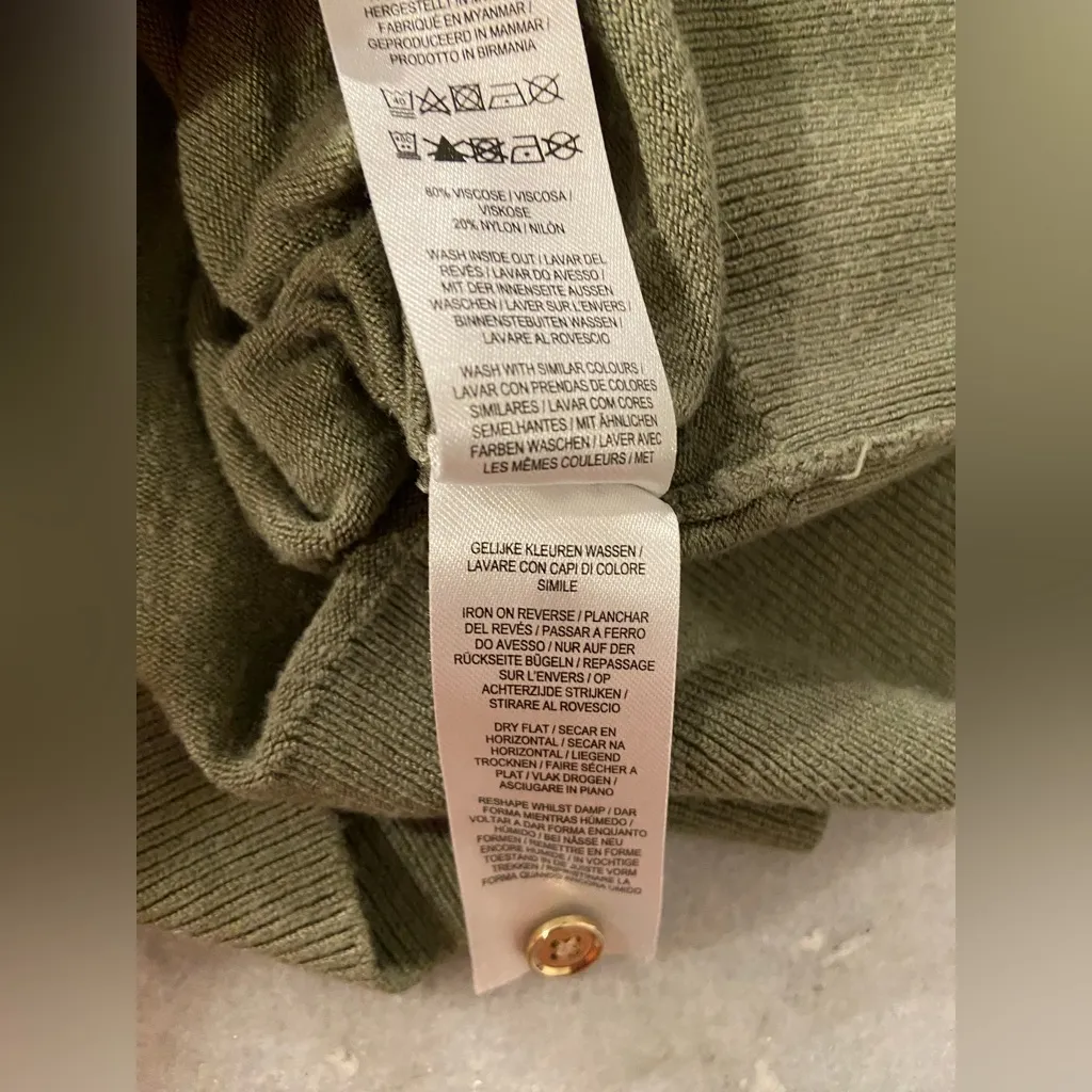 Primark Size M Sage Green Long Sleeve Gold Button V Neck Lightweight Cardigan - Image 11