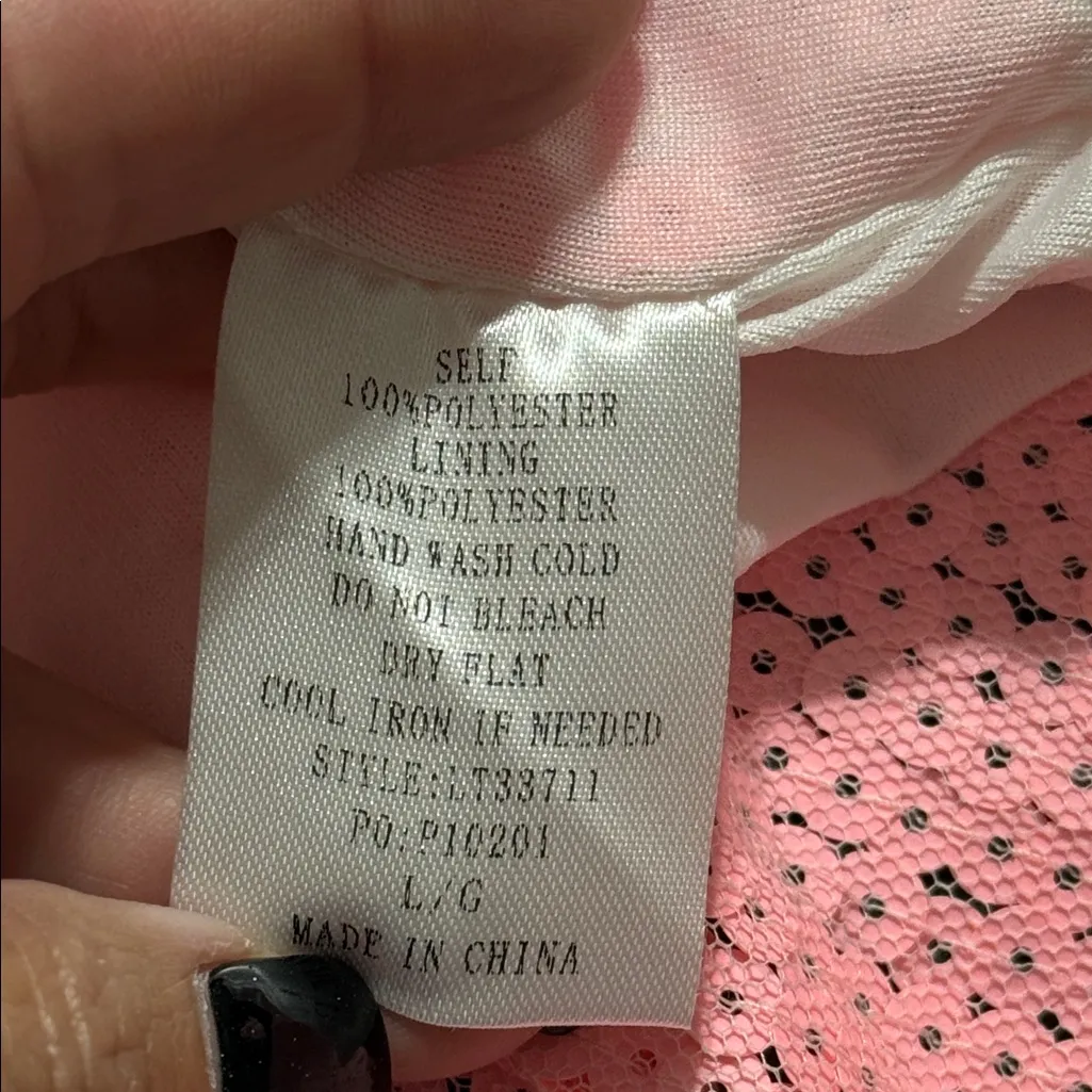 Mainstrip size large Western Nashville cowboy hat tunic top pink sequins flaw Silver - Image 11