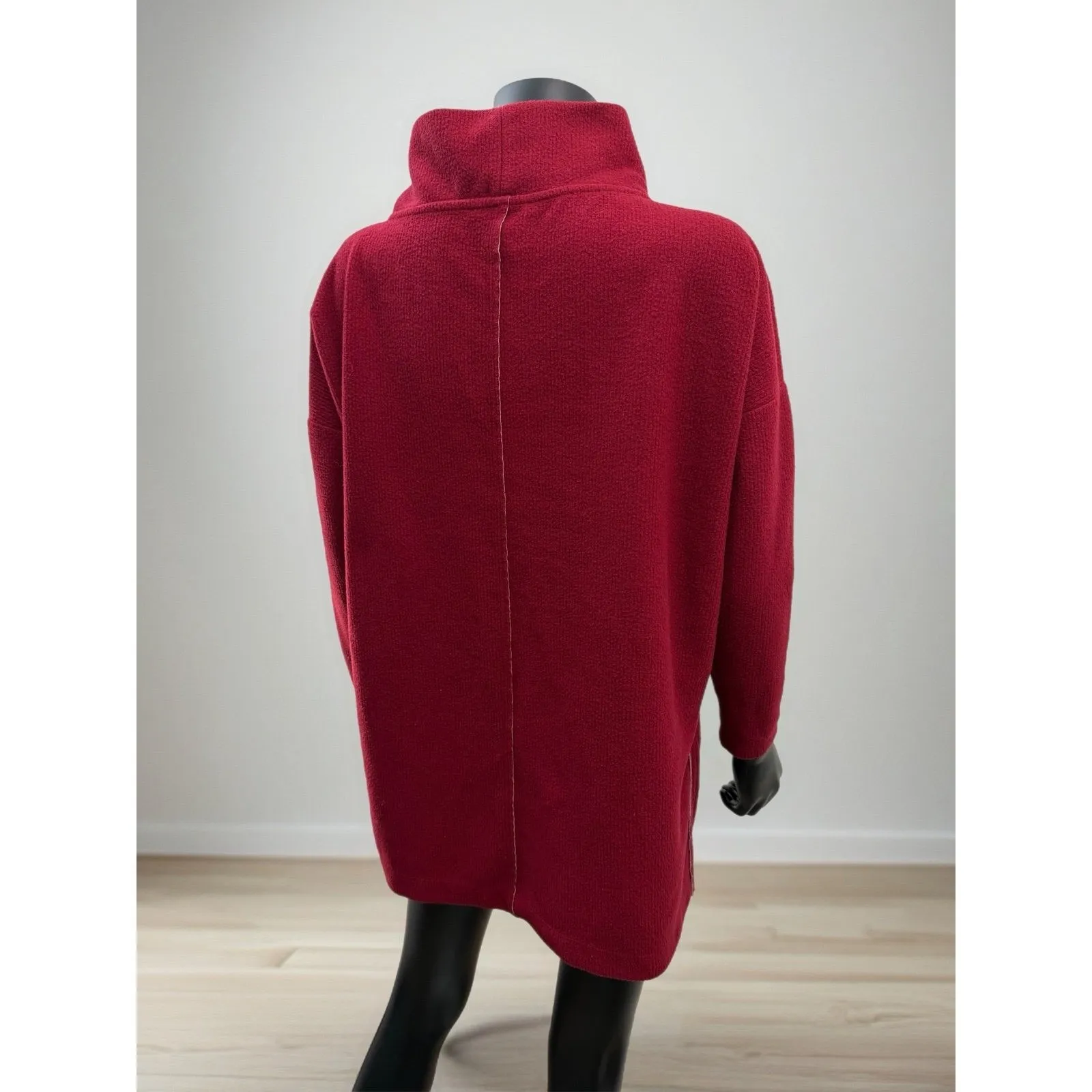 Anthropologie Burgundy Cowl Neck Tunic Sweater Small Oversized Knit Top - Image 2