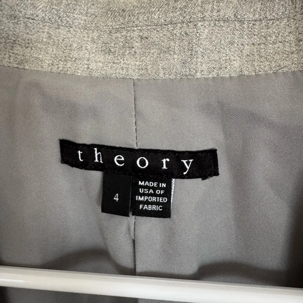 Theory gray wool blend blazer size 4 - Image 3