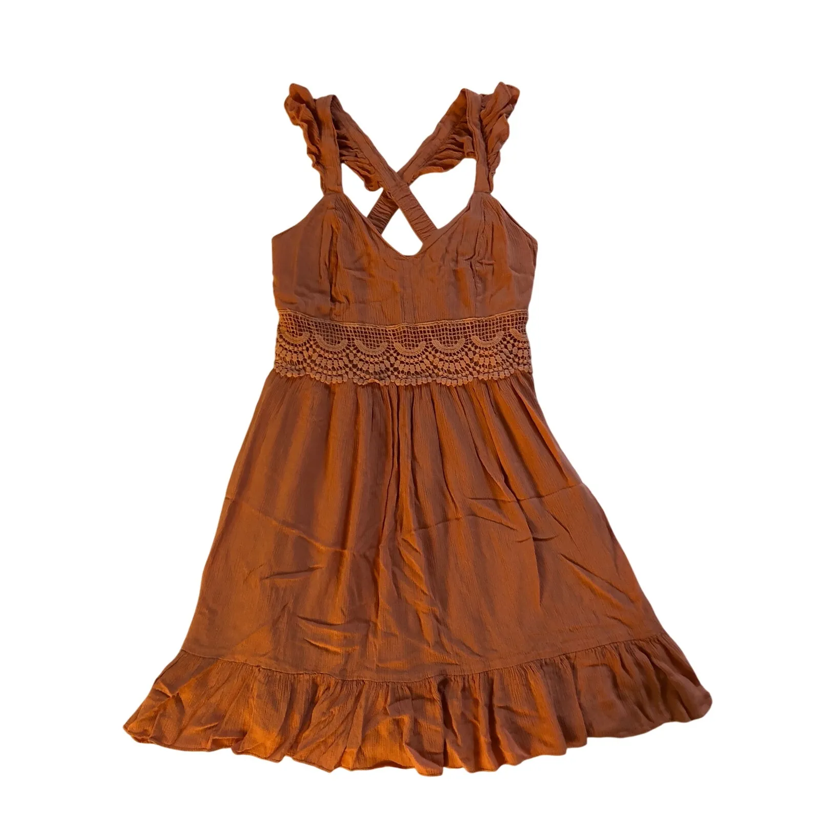 Sincerely Jules coral mini dress with crochet waistband Size Medium - Image 2