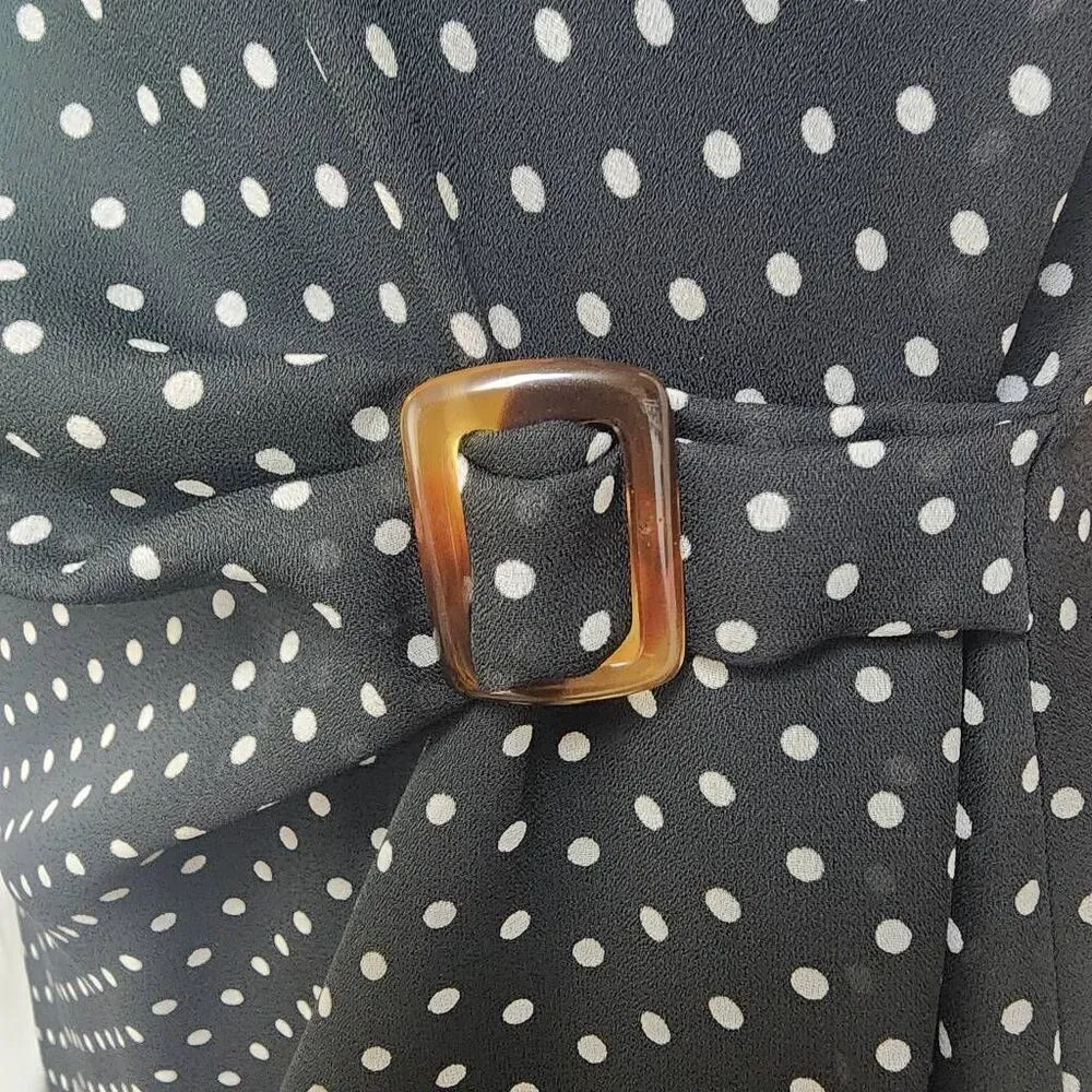 Vintage NWT J.B.S. Ltd Black & White Polka Dot Dress (6) Black - Image 3