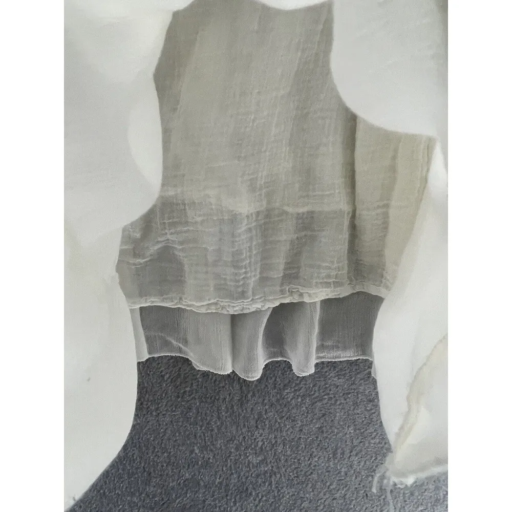 LAGACI Women's Dress Trapeze Shift Solid White Embroidered Sleeveless Medium - Image 6