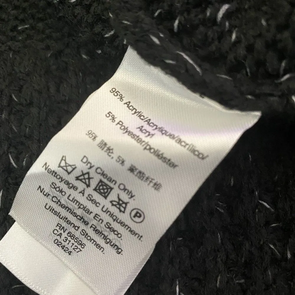 DKNY Chunky Knit Cowl Neck‎ Sweater Womens S Black Long Sleeve Cozy Split Sides - Image 12