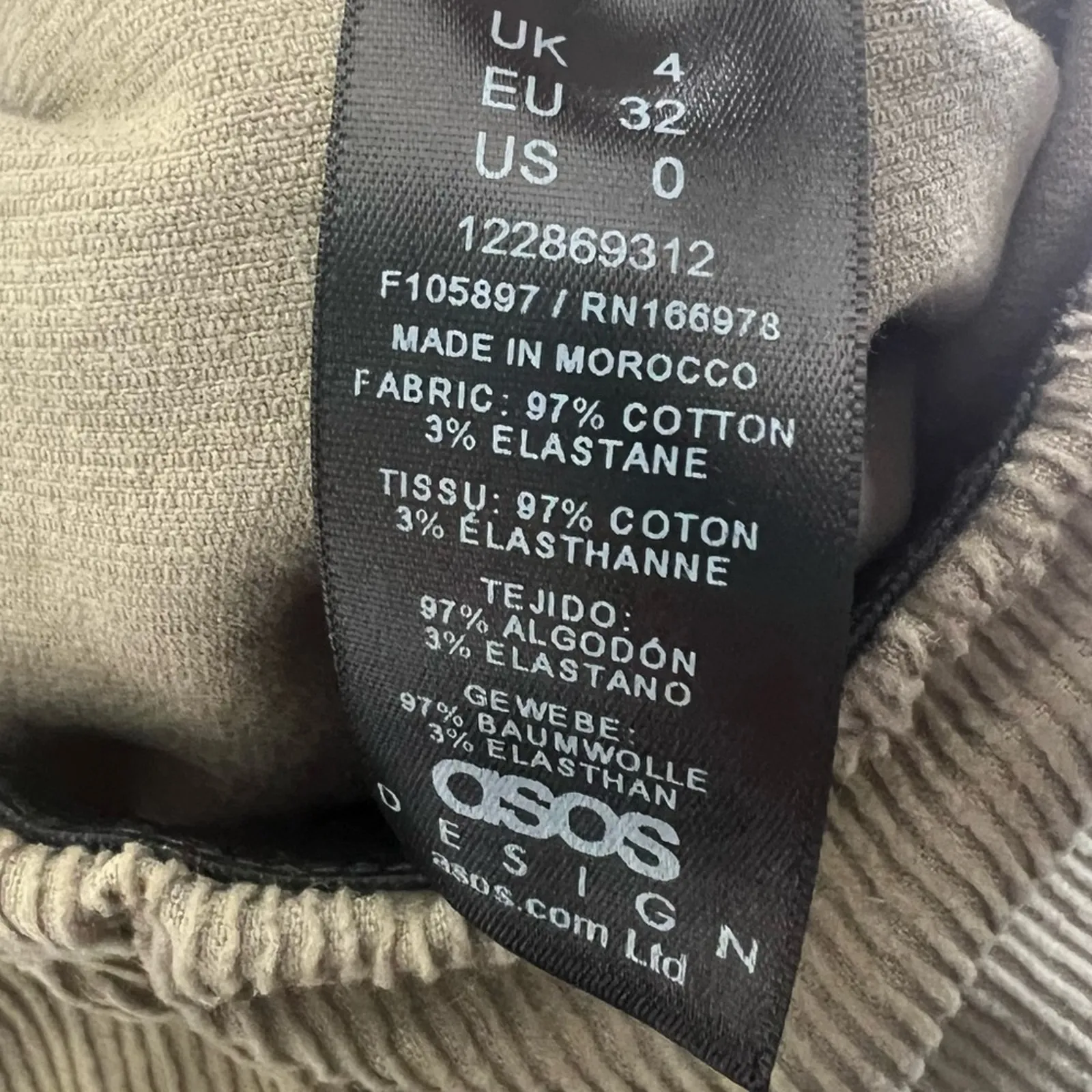 ASOS Pants Womens 0 Green Corduroy High Rise Flare Stretch 70s Retro Minimalist - Image 6