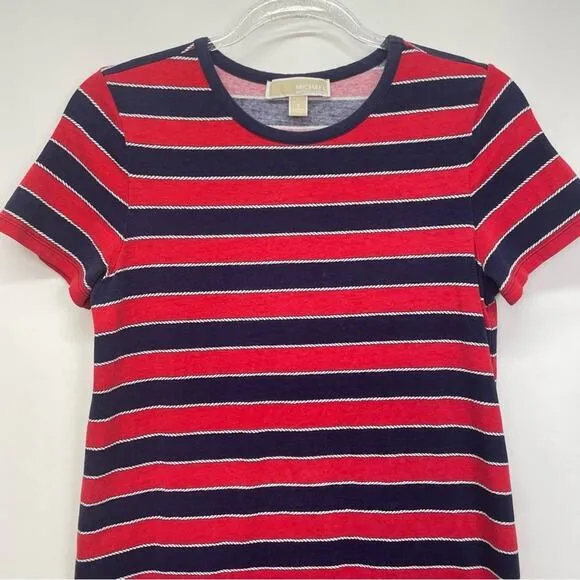 Michael Kors Striped Tee Shirt Dress Size Small‎ Classic Americana Nautical Red - Image 3