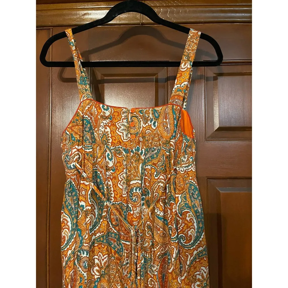 Alejandra Orange Paisley Tiered Maxi Dress In Ivory/Orange Medium - Image 9