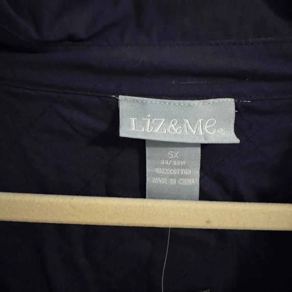 Liz & Me New Reversible Quilted Stitching Button Front Jacket Blue Plus Size 5X - Image 6