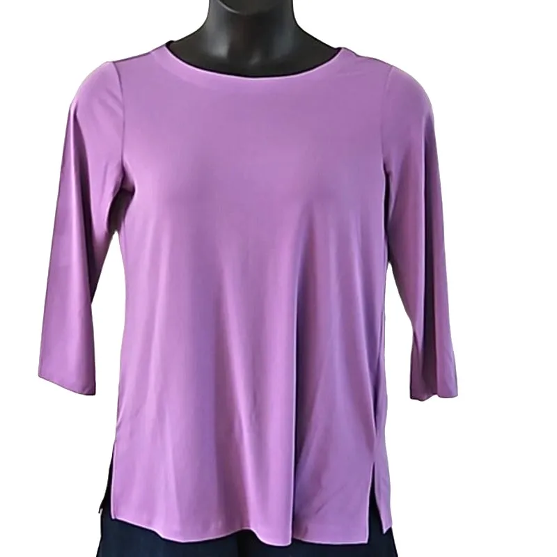 Susan Graver Essentials Liquid Knit Tunic Bright Orchid Size Small 3/4 Sleeve - Image 6