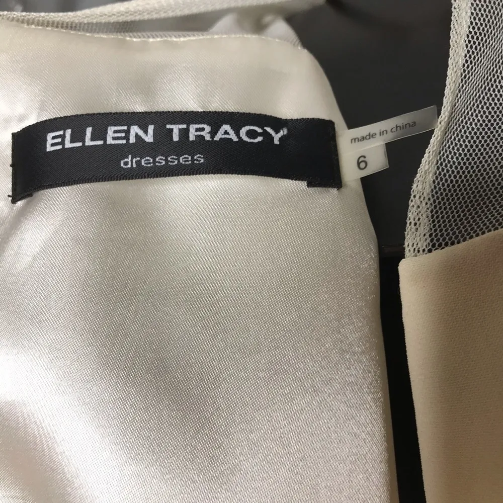 Ellen Tracy classic ivory sheath dress with embellished beaded neckline - Image 3