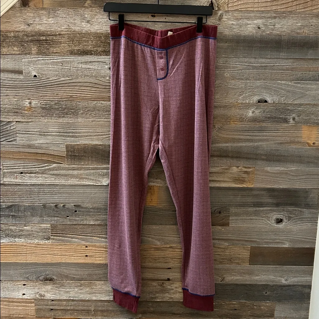 Free People Chill Evening Knit Pajama Set in Burgundy Wild Ginger Combo Large - Image 4