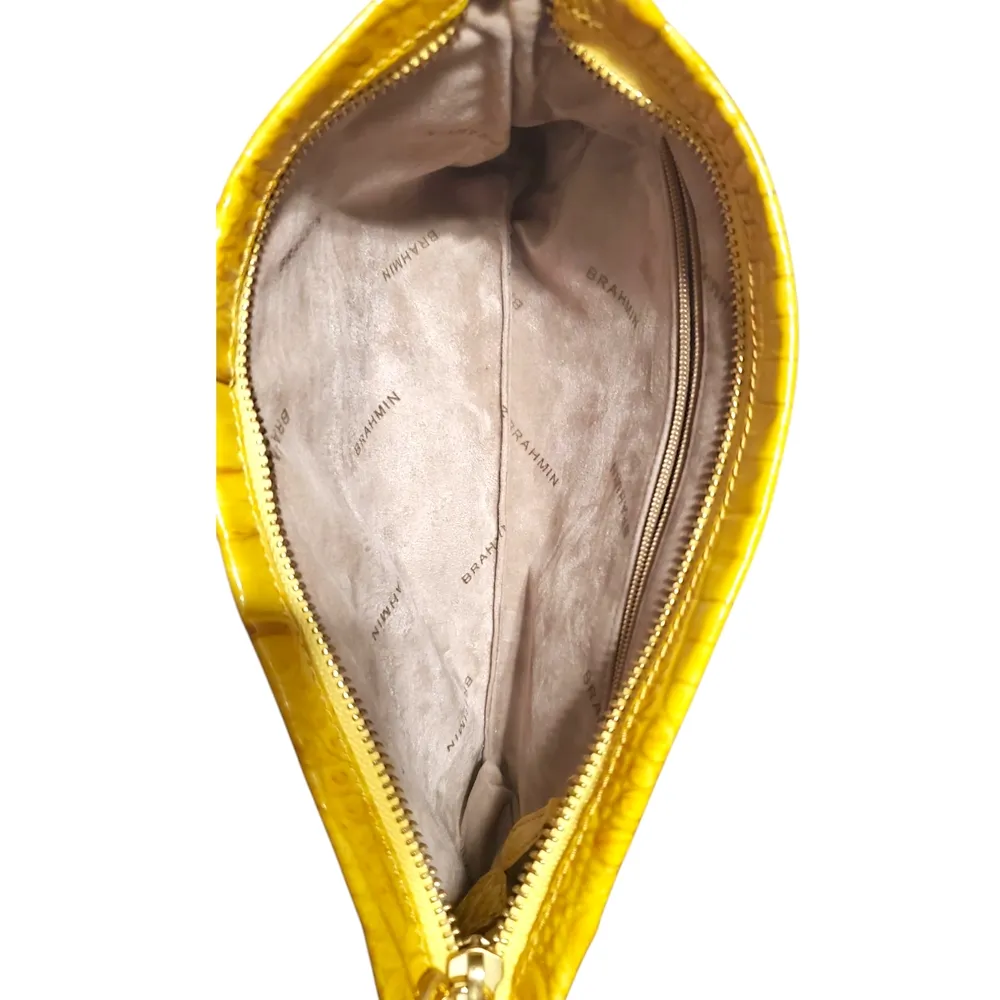 BRAHMIN Yellow Crocodile Embossed Wristlet Clutch - Image 9
