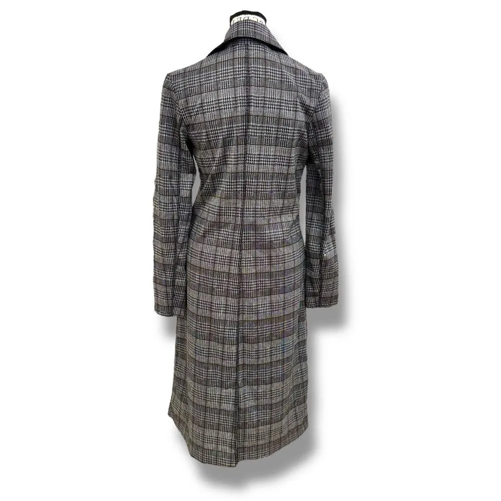 Revolve Michael Stars Size XS Gray Plaid Ponte Crombie Double Breast Jacket $288 - Image 7