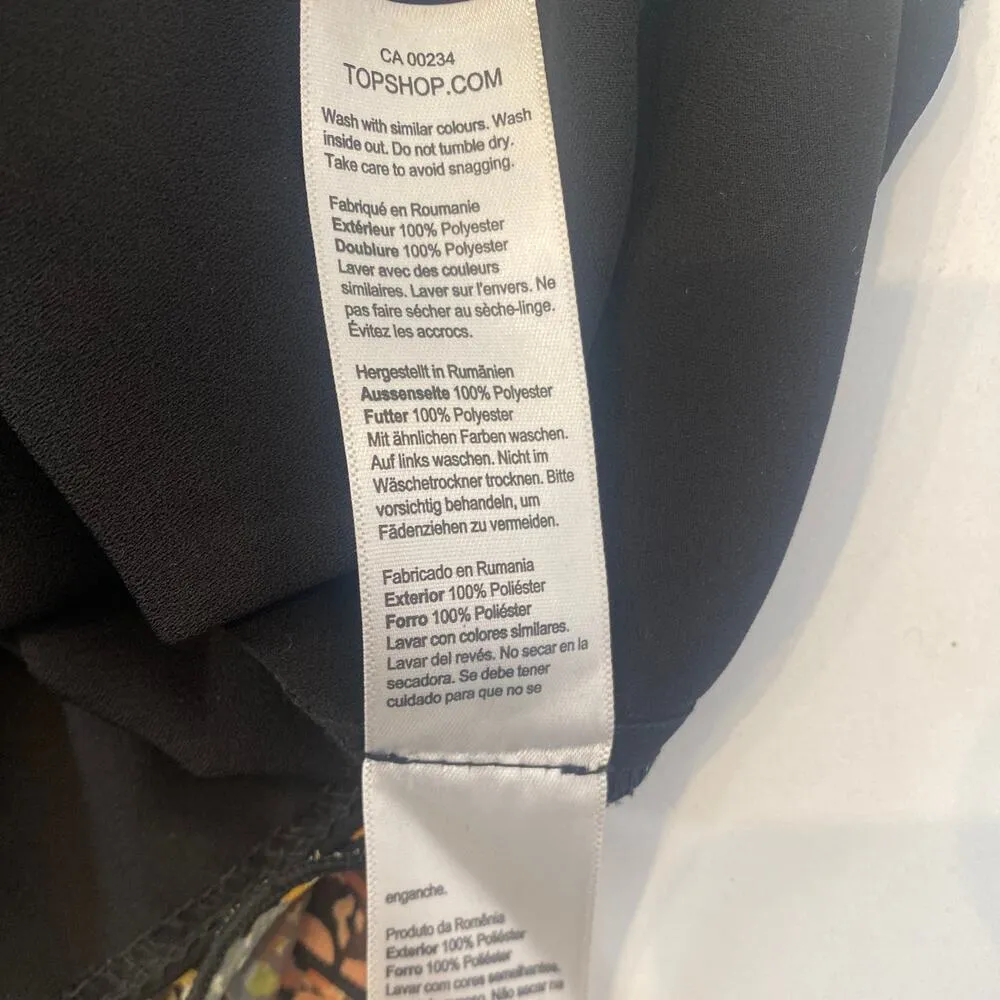 Topshop Surplice Neck Ruffle Sheer Mini Dress Forest Print Lined EUC Sz 6 - Image 8