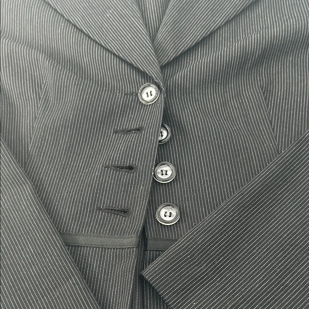 Black Pinstripe Women's Blazer Size 14 - Image 14