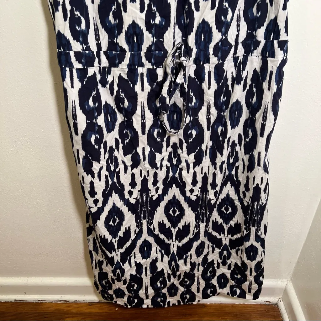 Lane Bryant Elastic-Neck Tie-Waist Midi Dress White Navy 16 - Image 6