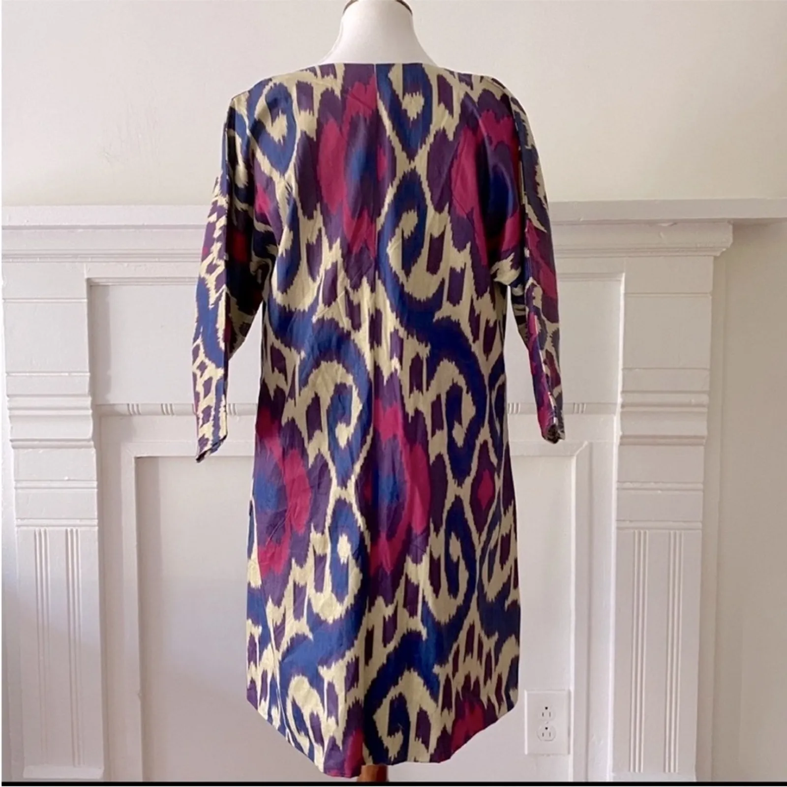 Womens Jacket Medium Large Shacket Boho Kimono Bohemian Ikat RARE Art to wear Purple - Image 6