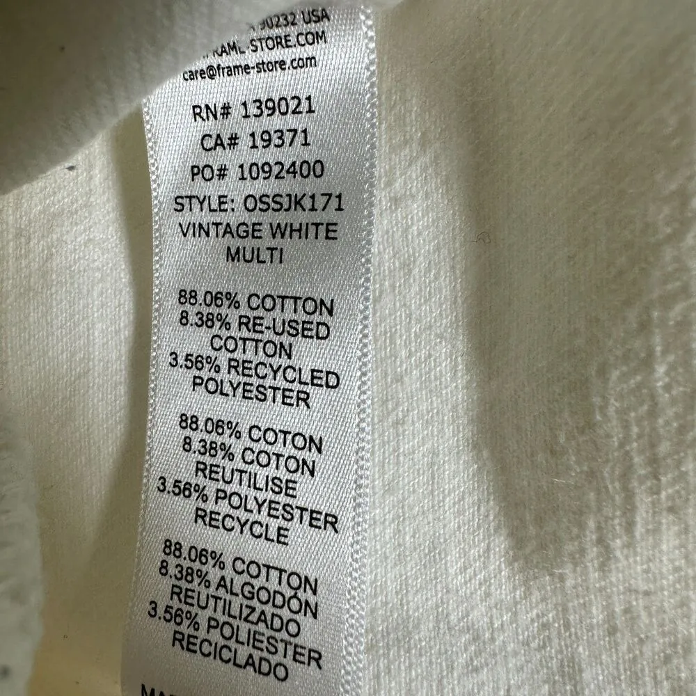 FRAME Denim Oversized Shirt Jacket Shacket Vintage White Multi Size S/M - Image 4