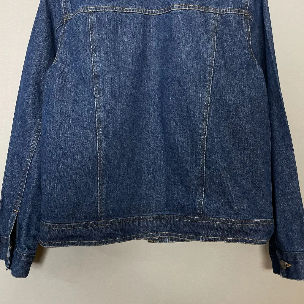 Embroidered Jean Jacket Autumn Colors Dark Wash Denim Women Size Small Fall‎ - Image 6