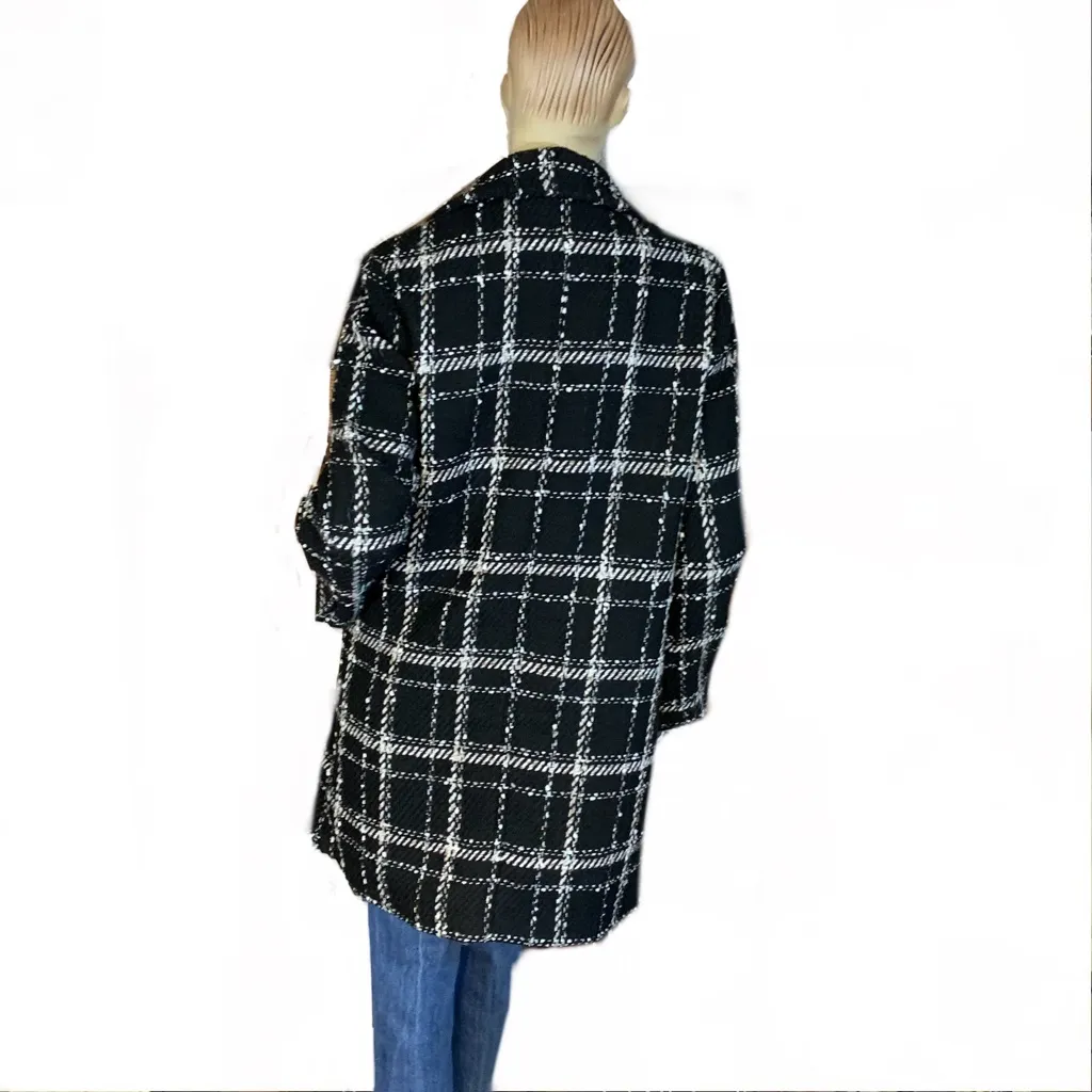 SAM EDELMAN BLACK & WHITE PLAID PEACOAT (S) - Image 4