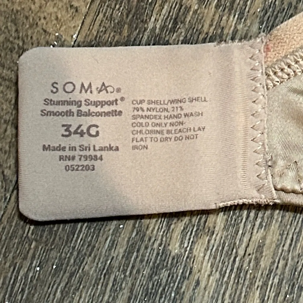 Soma Stunning Support Full coverage Nude Bra Size 34G - Image 3