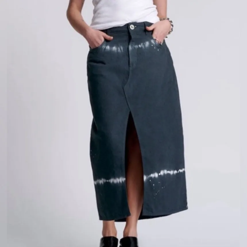 One Teaspoon free people Rocko tea Maxi Length Denim Skirt, Sz 27 splatter 4 - Image 9