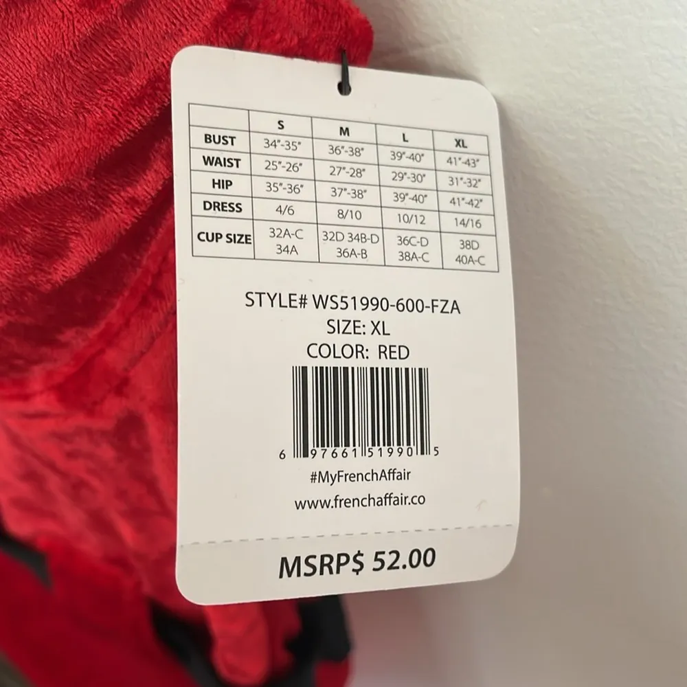 French Affair Santa Christmas Cosplay Red Velvet Mesh Push-Up Lingerie Bodysuit - Image 10