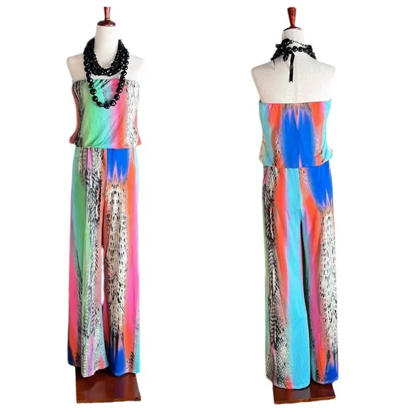 India Boutique strapless wide leg Jumpsuit Green - Image 2