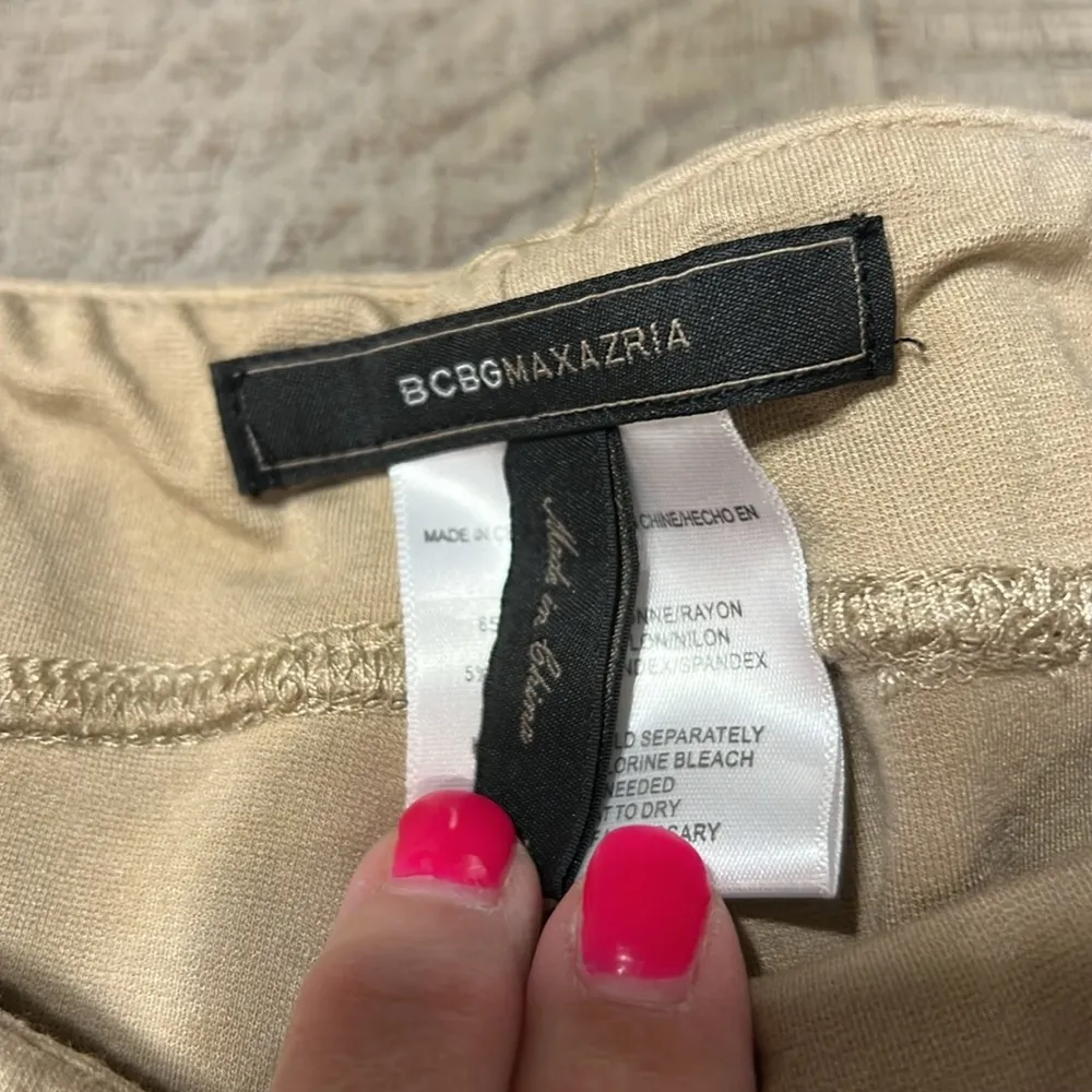 BCBG Maxazria Trouser Leggings Pants Slacks Skinny L Beige/Tan - Image 4