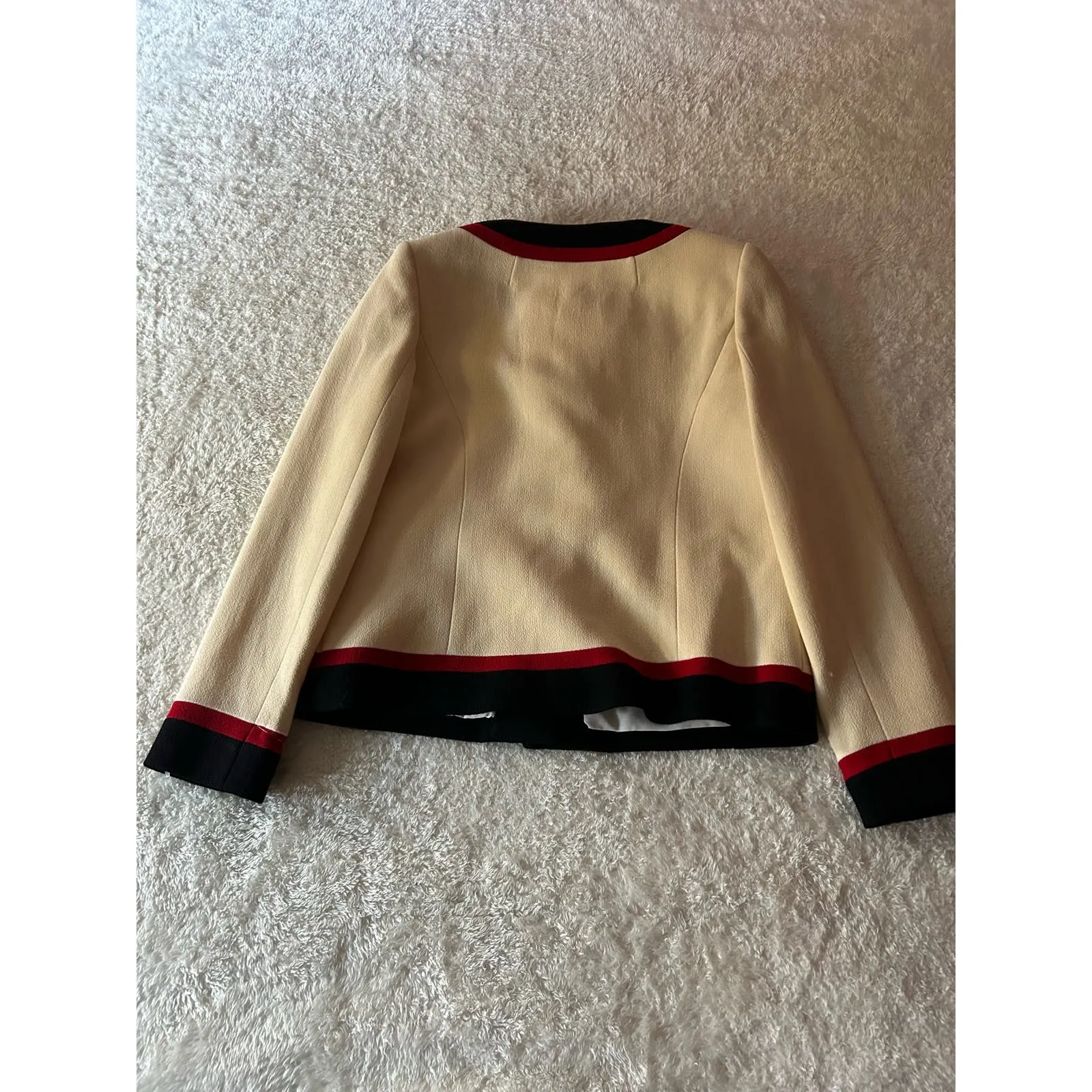 Classy MILLY Of New York Wool‎ Red,Blue & Cream Blazer Size 4 - Image 2