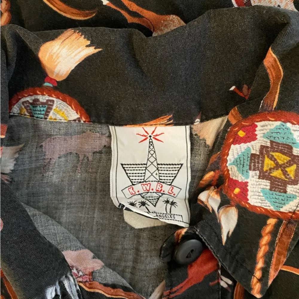 KWBL Black Sleeveless Indian Button Down Top, Western, Size Medium - Image 6