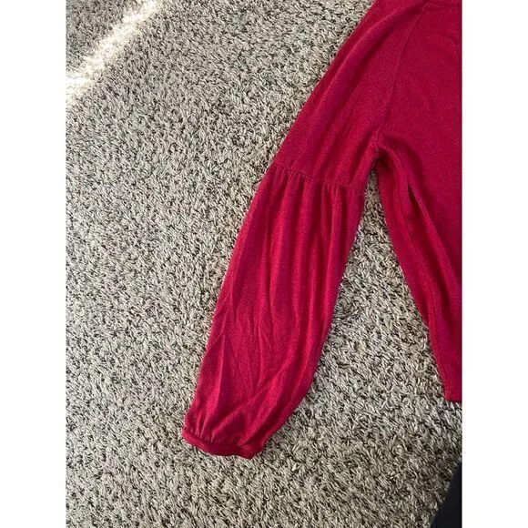 Old Navy‎ Luxe Maroon Long Sleeve bubble sleeve top size large - Image 4