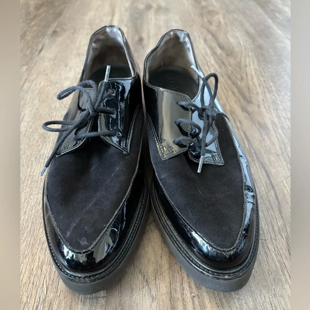 Paul Green soho black patent leather & suede Oxford sz 8 - Image 4