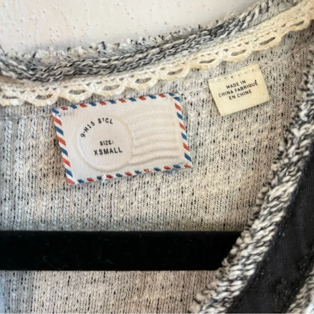 Anthropologie Tunic Postmark Beverly Crochet Knit Mini Dress Heather Grey XS EUC - Image 9