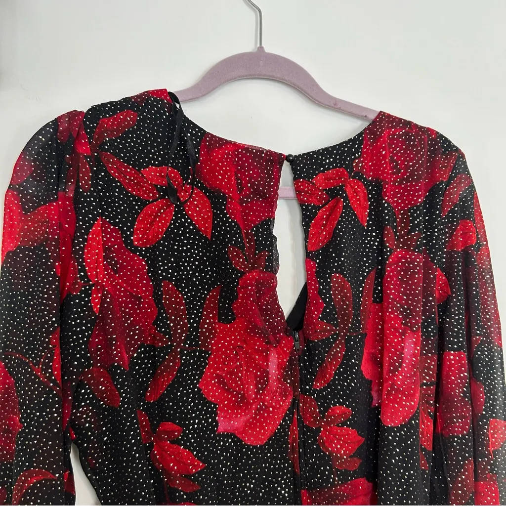 NWT City Studio Red & Black Rhinestone Sparkly V Neck Floral Dress Size 17 - Image 5