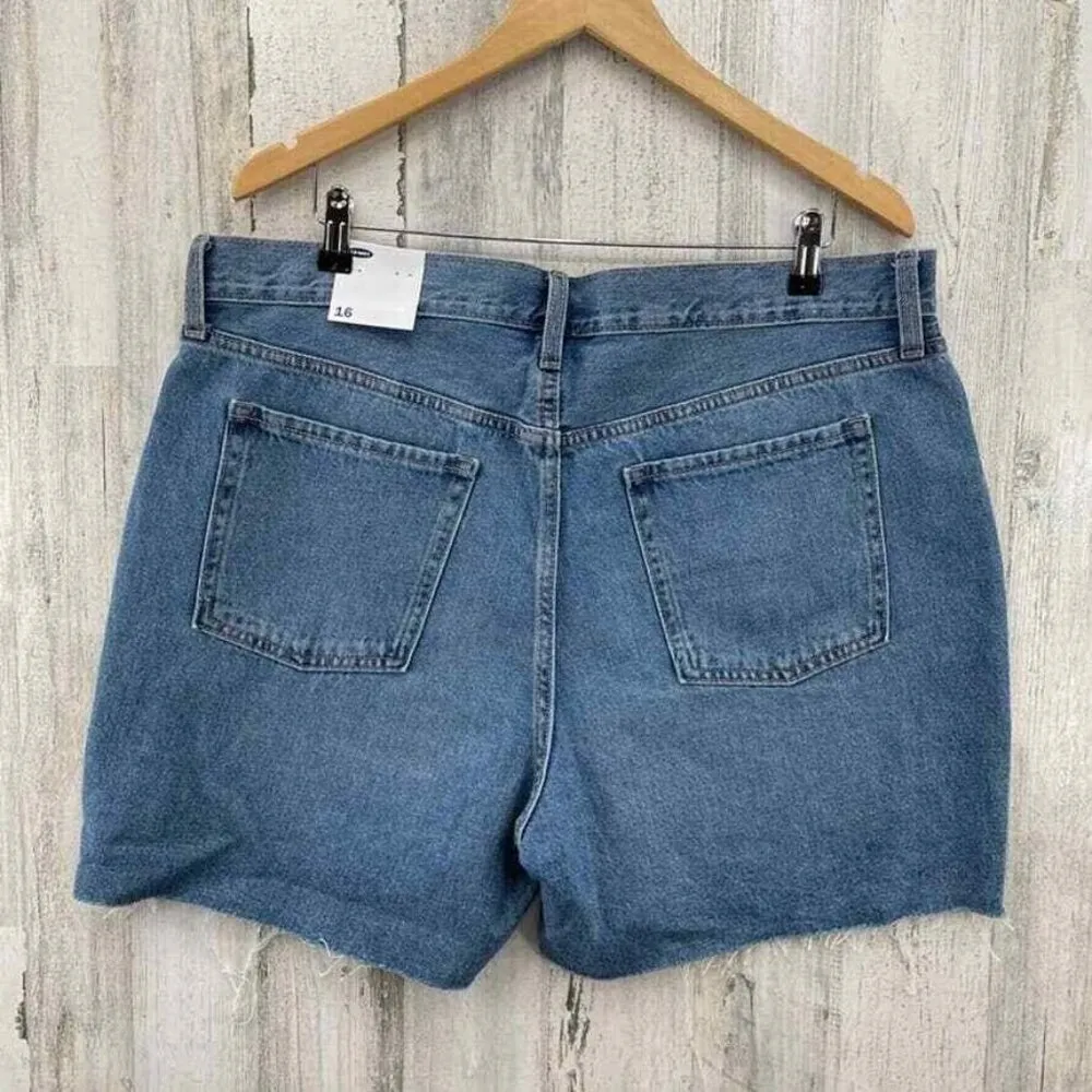 Old Navy Jean Shorts Womens 16 Blue 100% Cotton High Waist Cut-off 5" Inseam NEW - Image 5