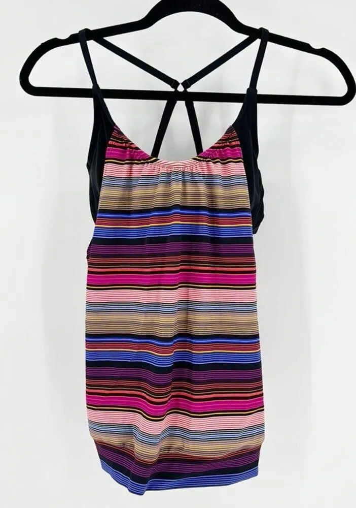 ATHLETA CAPRI STRIPE TANKINI TOP MULTI COLOR SIZE 34B/C swim vacation lake - Image 2