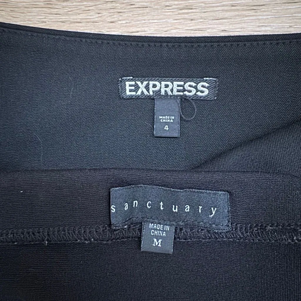 Lot of 2 Express Black Pull on Pencil Career Office Skirt Size Medium Modest - Image 7