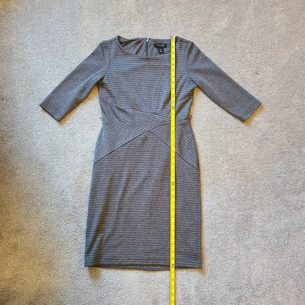 White House Black Market Dress Size 4 Slimming Wrap Waist Shimmer Striped - Image 7