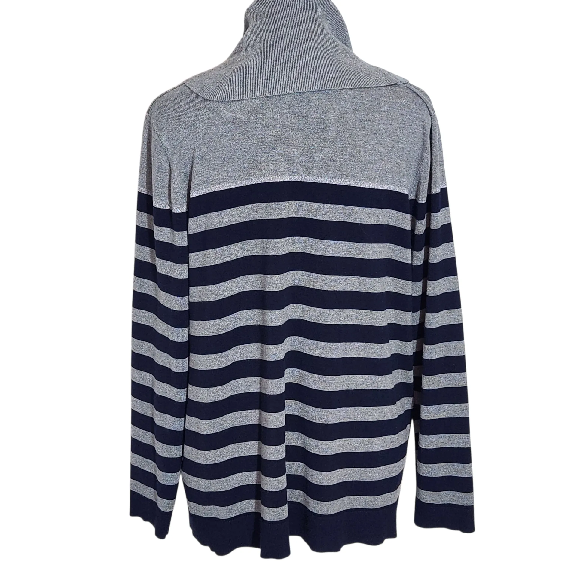 Calvin Klein Striped Gray and Black Cowl Neck Sweater Size Large - Image 2