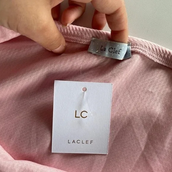 La Clef Dress Womens Small Maternity Pink Textured Layered Ruffle Mini - Image 5