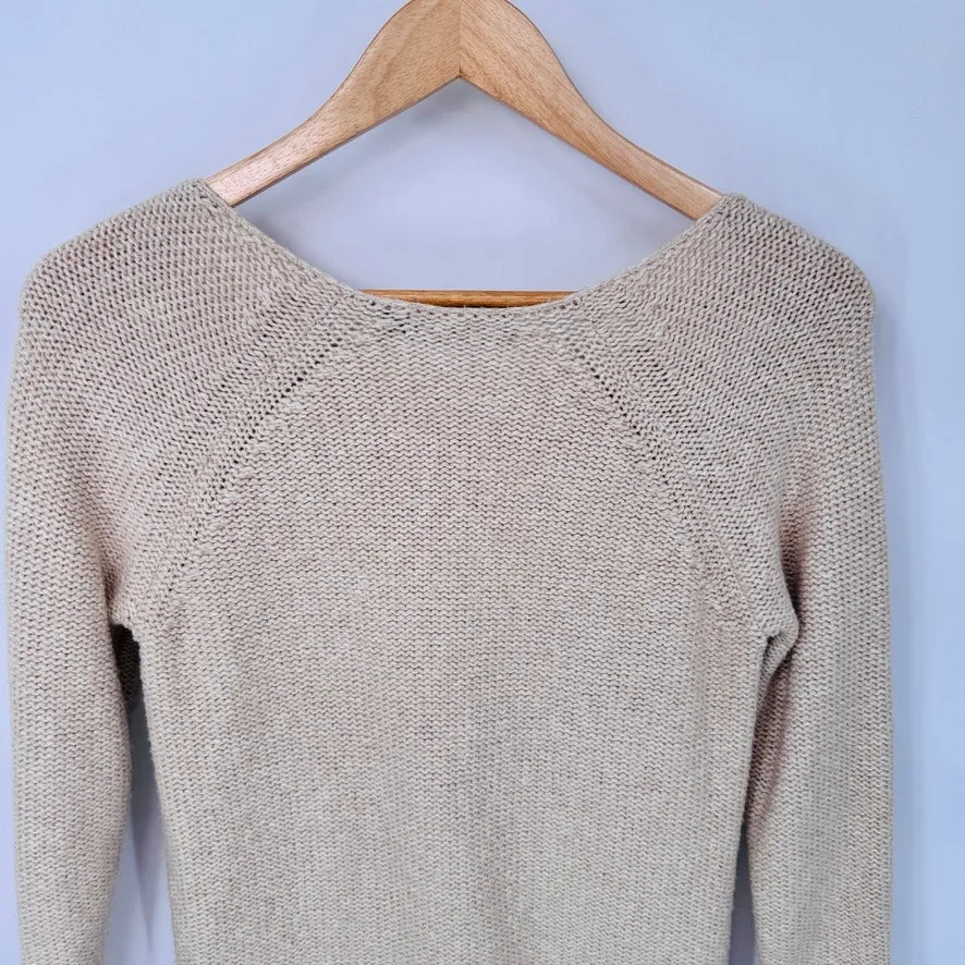 Lauren Ralph Lauren Coastal Grandmacore Sweater Womens‎ Small Tan Cotton Knit - Image 8