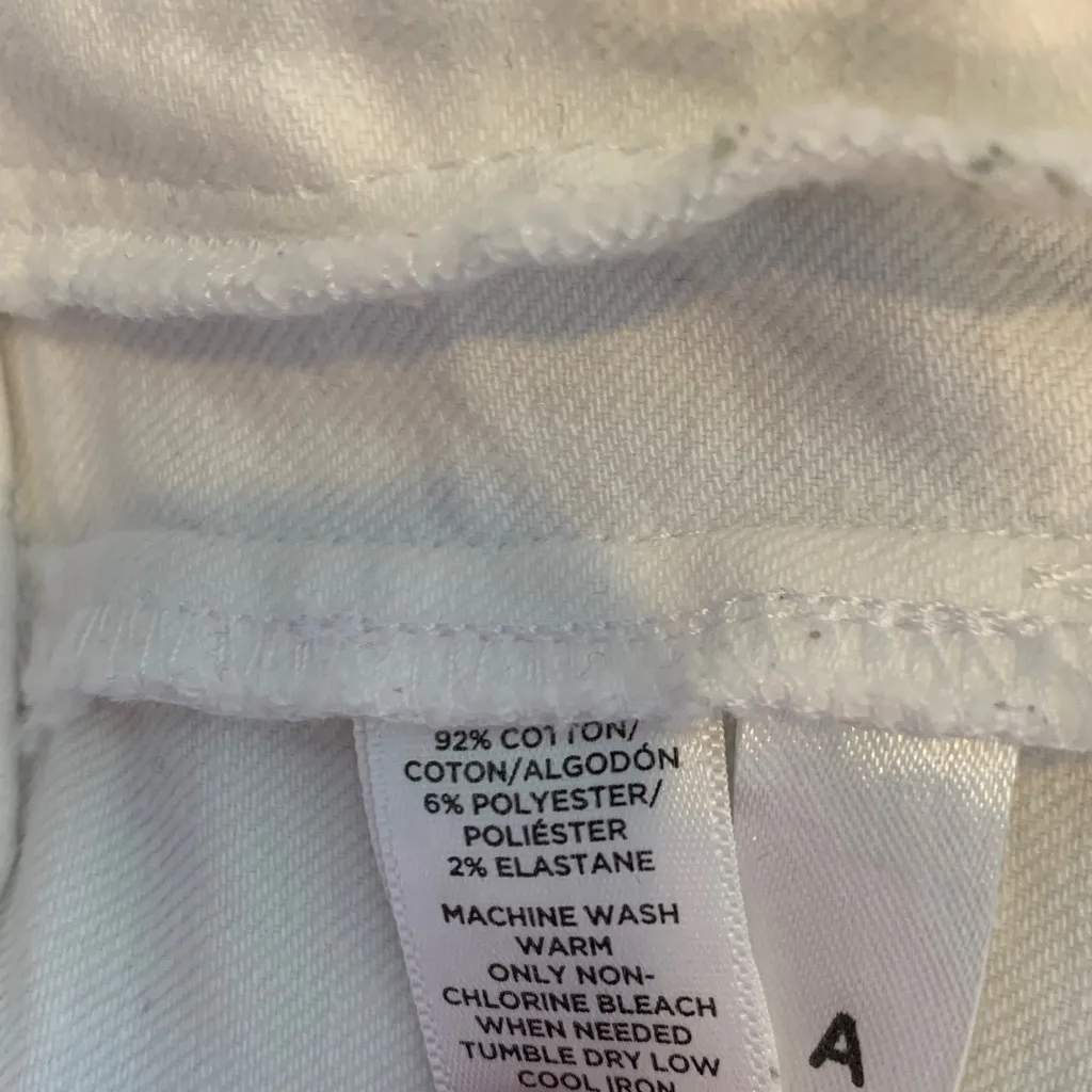 LOFT Collarless White Denim Jean Jacket with Copper Buttons Women’s XXS - Image 8