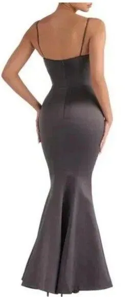 HOUSE OF CB Violette Satin Mermaid Gown in Dark Grey Size X-Small - Image 2