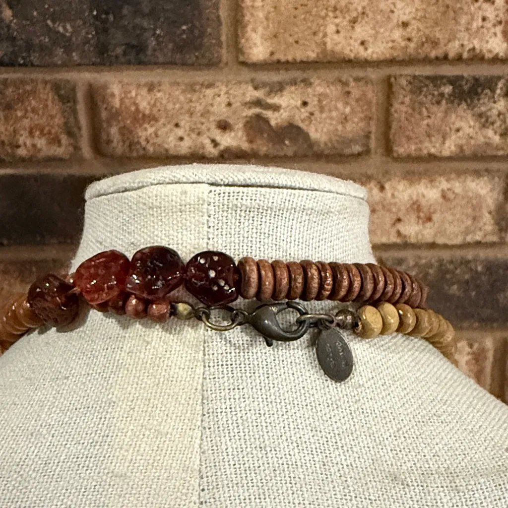 Laila Rowe Vintage 90’s Carved Beaded Necklace Purple - Image 5