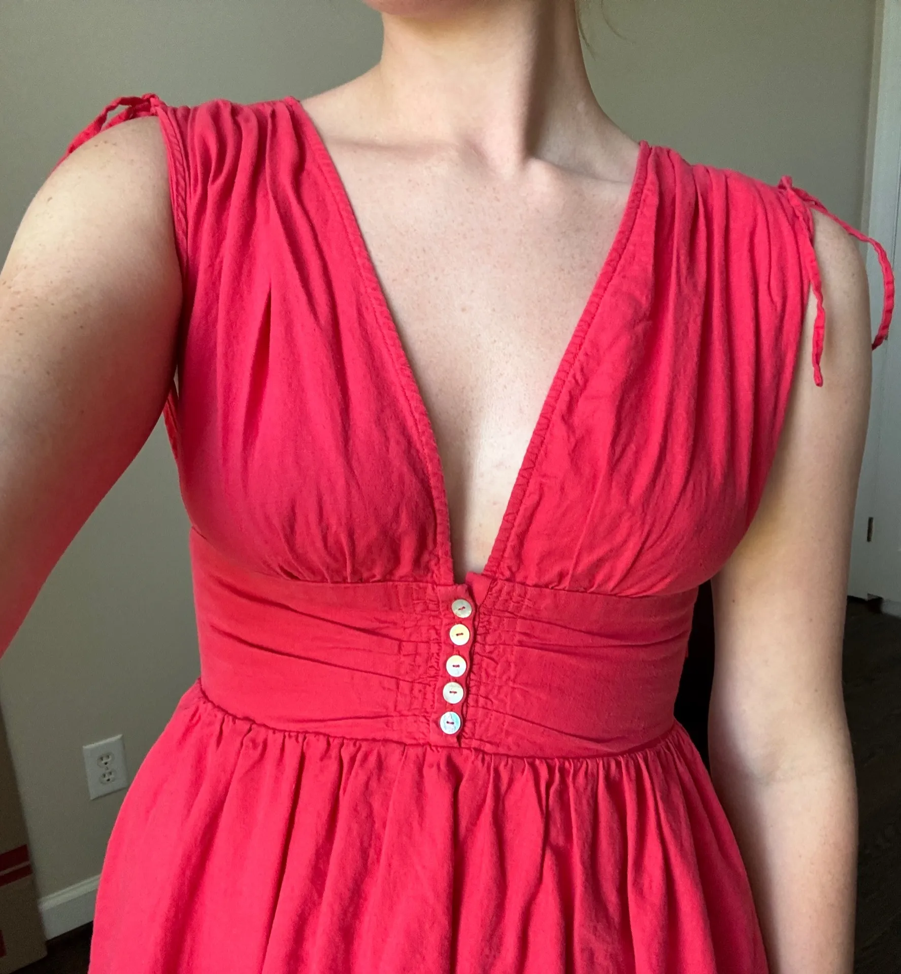 Free People V Neck Mini Dress Red XS - Image 2