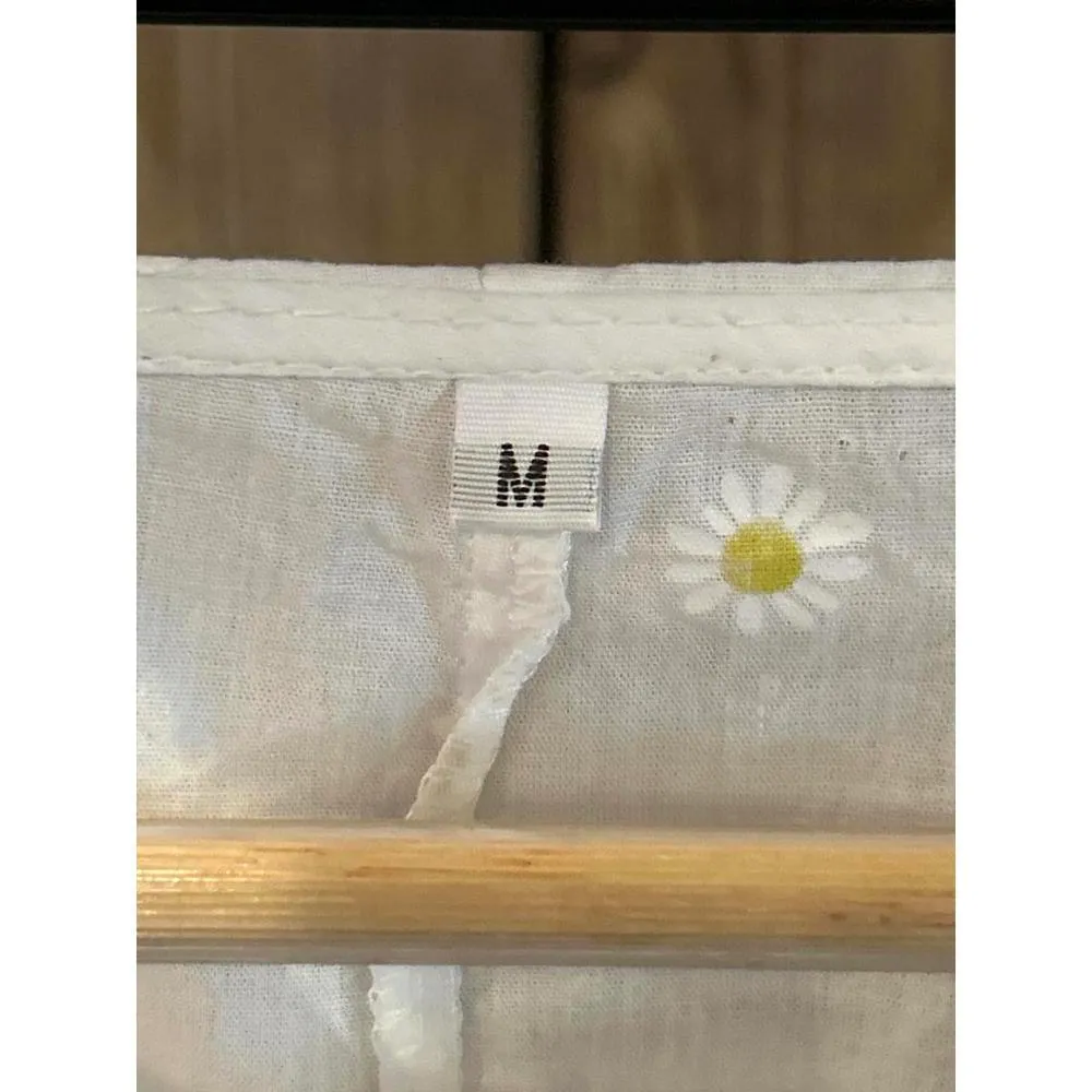 Womens Top Medium White Daisy's Babydoll 3/4 Sleeve Pullover Fairycore - Image 5