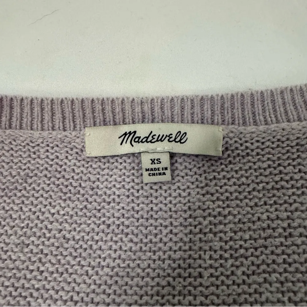 Madewell Riverside Texture Sweater Size XS Purple Cotton Knit Pastel Relaxed Fit - Image 4