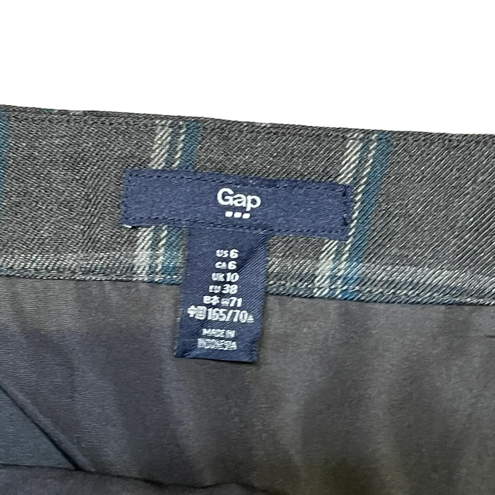 Gap Pencil Skirt Size 6‎ Gray With Green Gray Windowpane Womens Lined 32X16 - Image 5