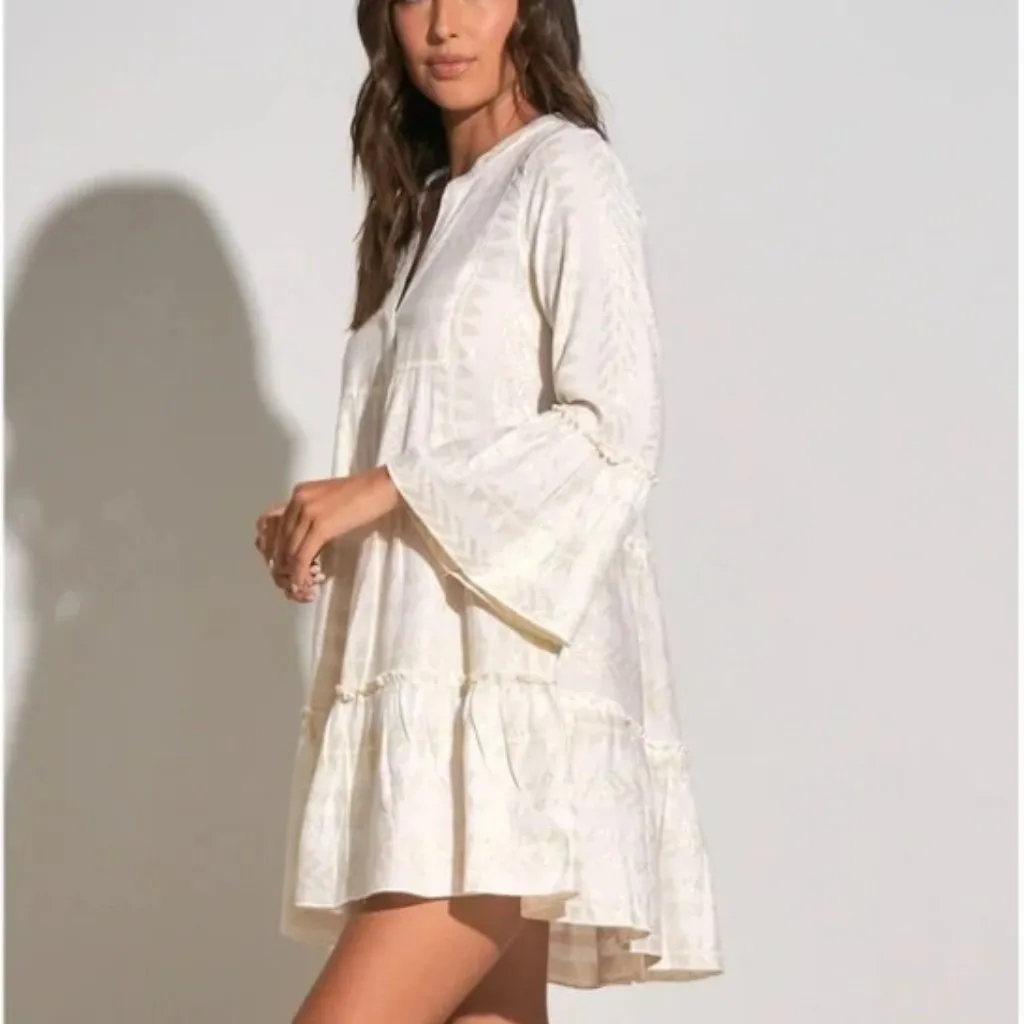 Elan Clara Dress Coverup Mini Babydoll Boho Tropical Vacation Cruise Medium - Image 2